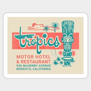 Vintage Hotel Matchbook Tropics Motor Hotel Modesto California Sticker